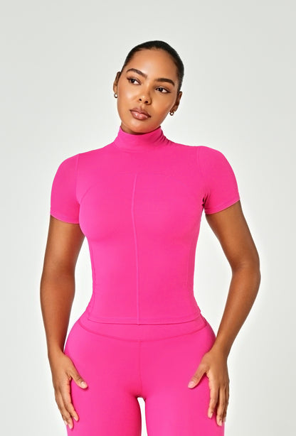 Contour Mock Neck - Pink Berry