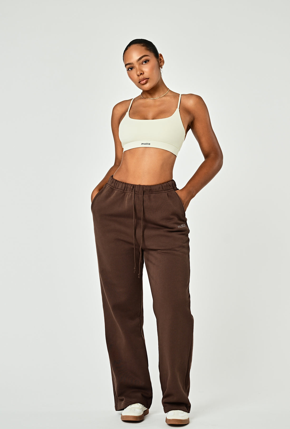 Wide Leg Terry Sweat - Dark Chocolate