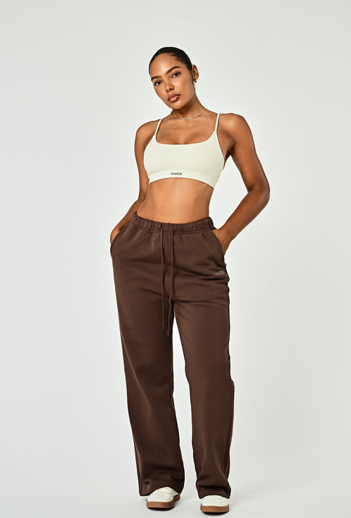 Wide Leg Terry Sweat - Dark Chocolate