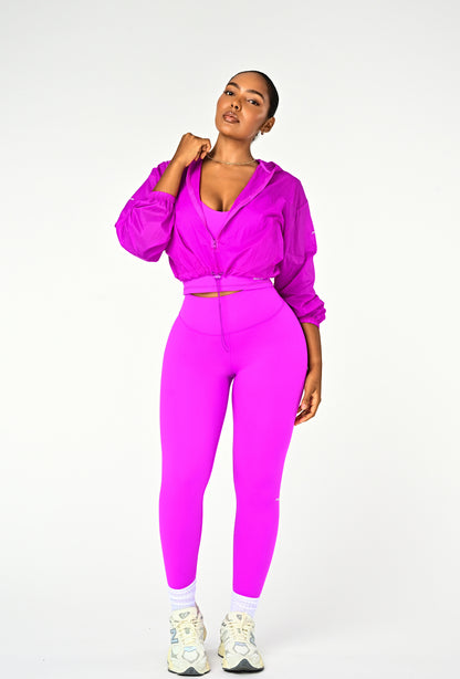 Sheer Form Cropped Pullover Windbreaker - Dragonfruit