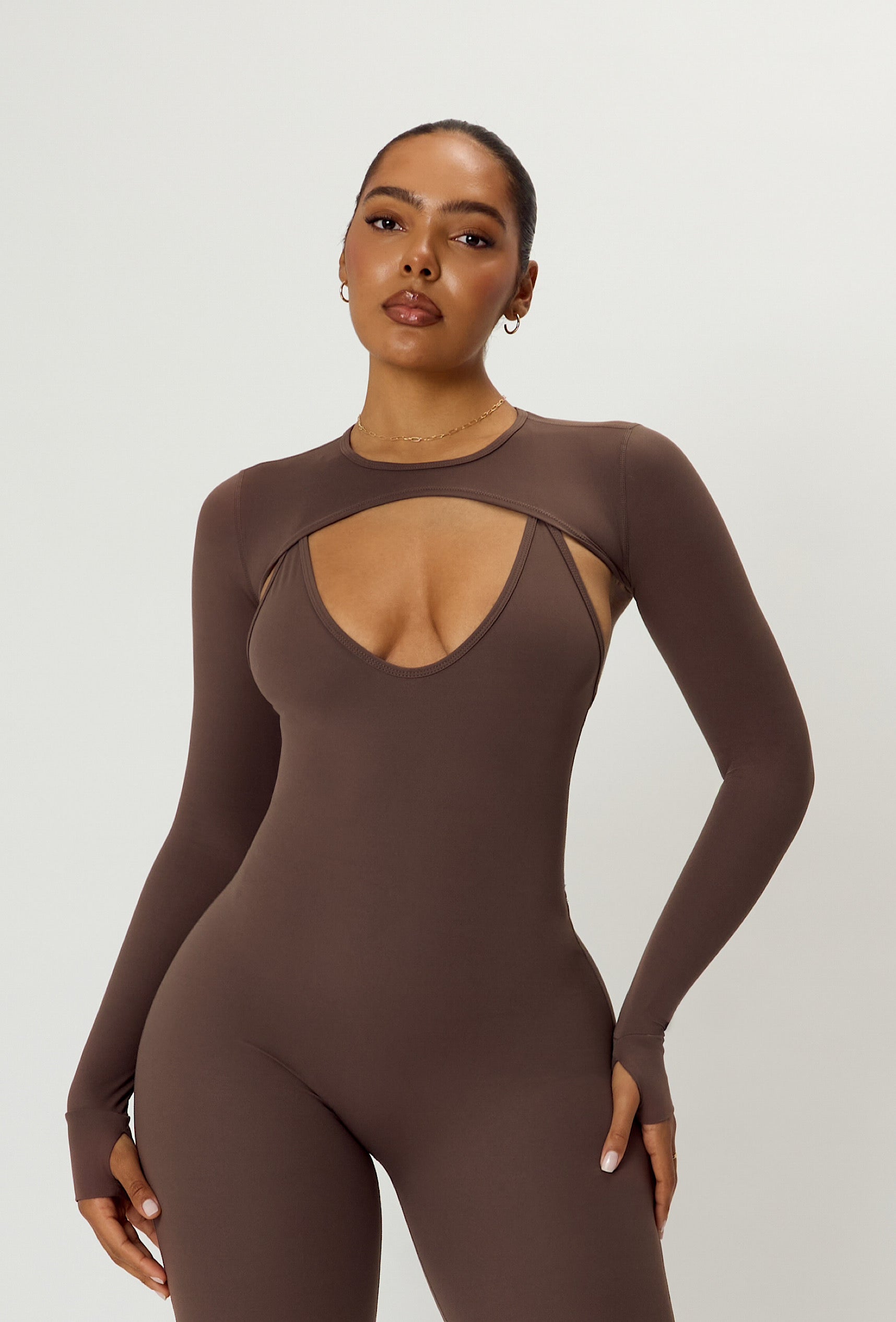 Form Long Sleeve Crop Top - Cocoa