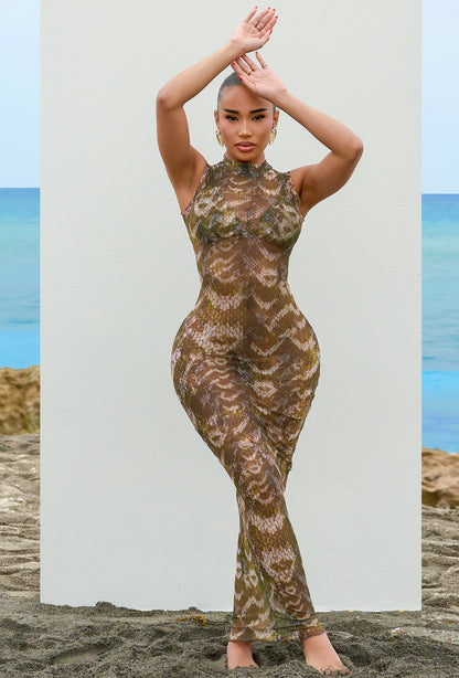 Kapri Cover Up Dress - Desert Snake