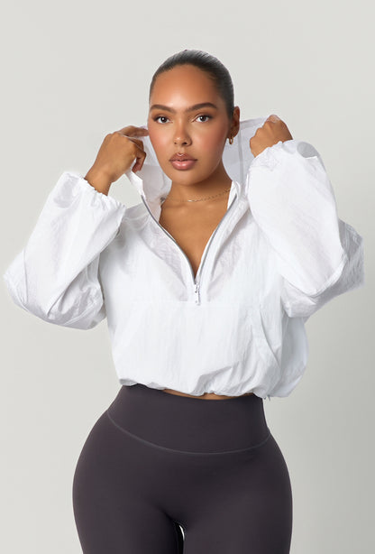 City Drift Cropped Windbreaker - White