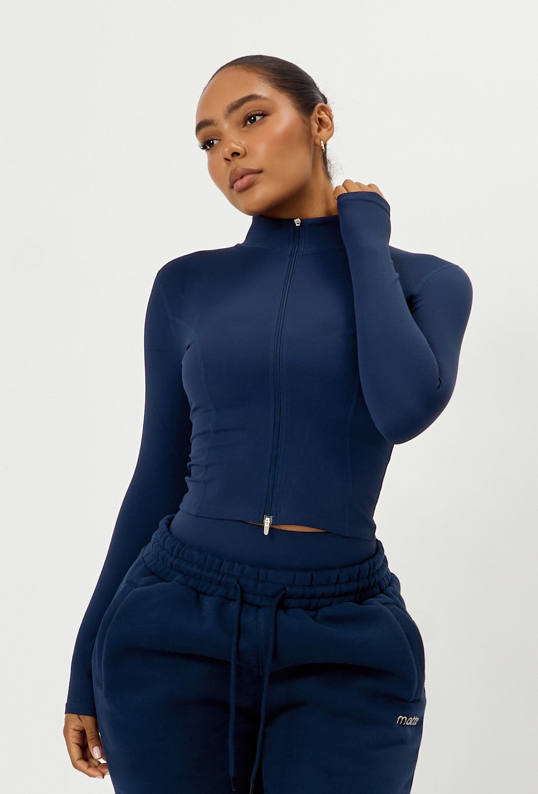 Sculpt Zip Long Sleeve - Navy