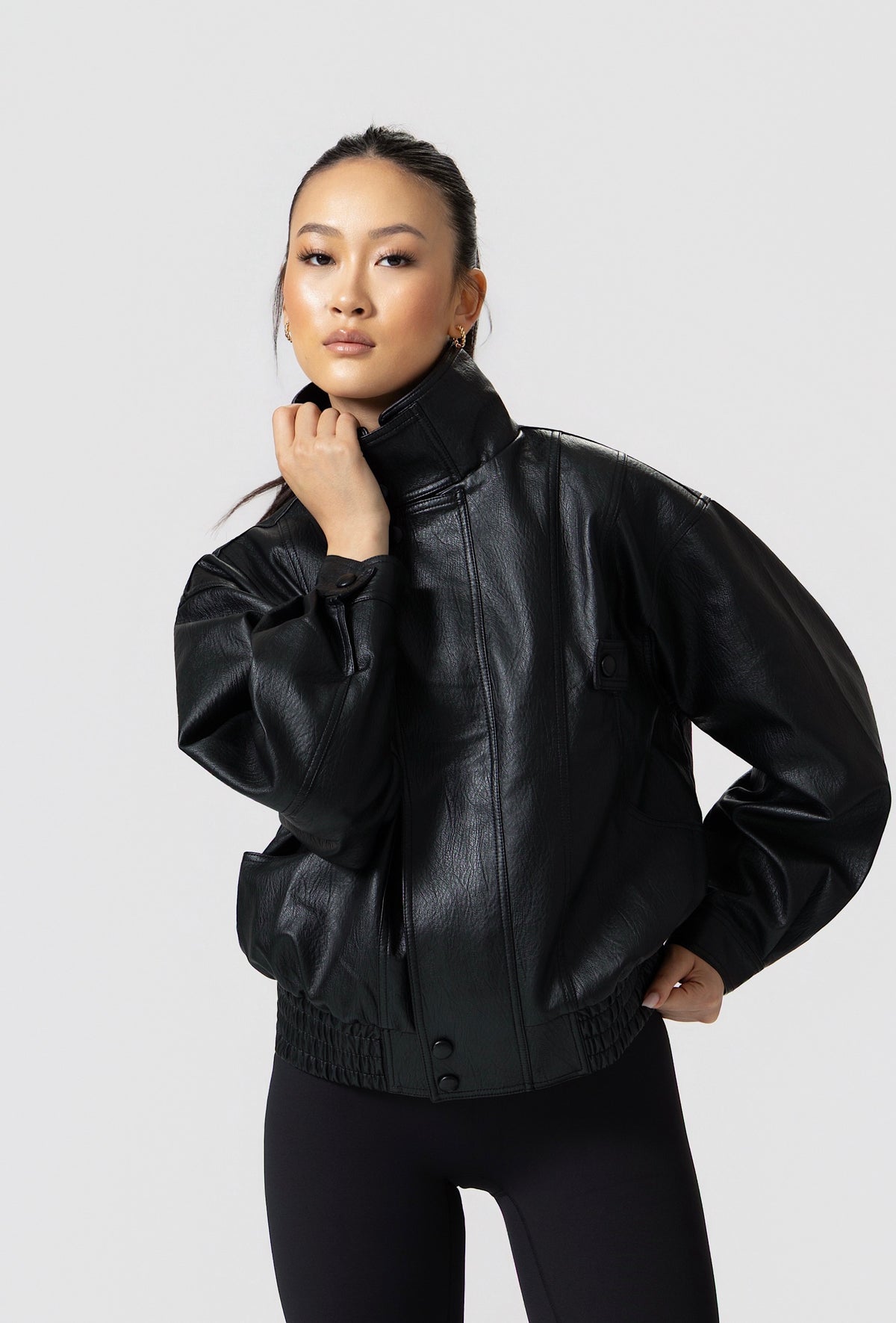 Frame Oversized Bomber Jacket - Black