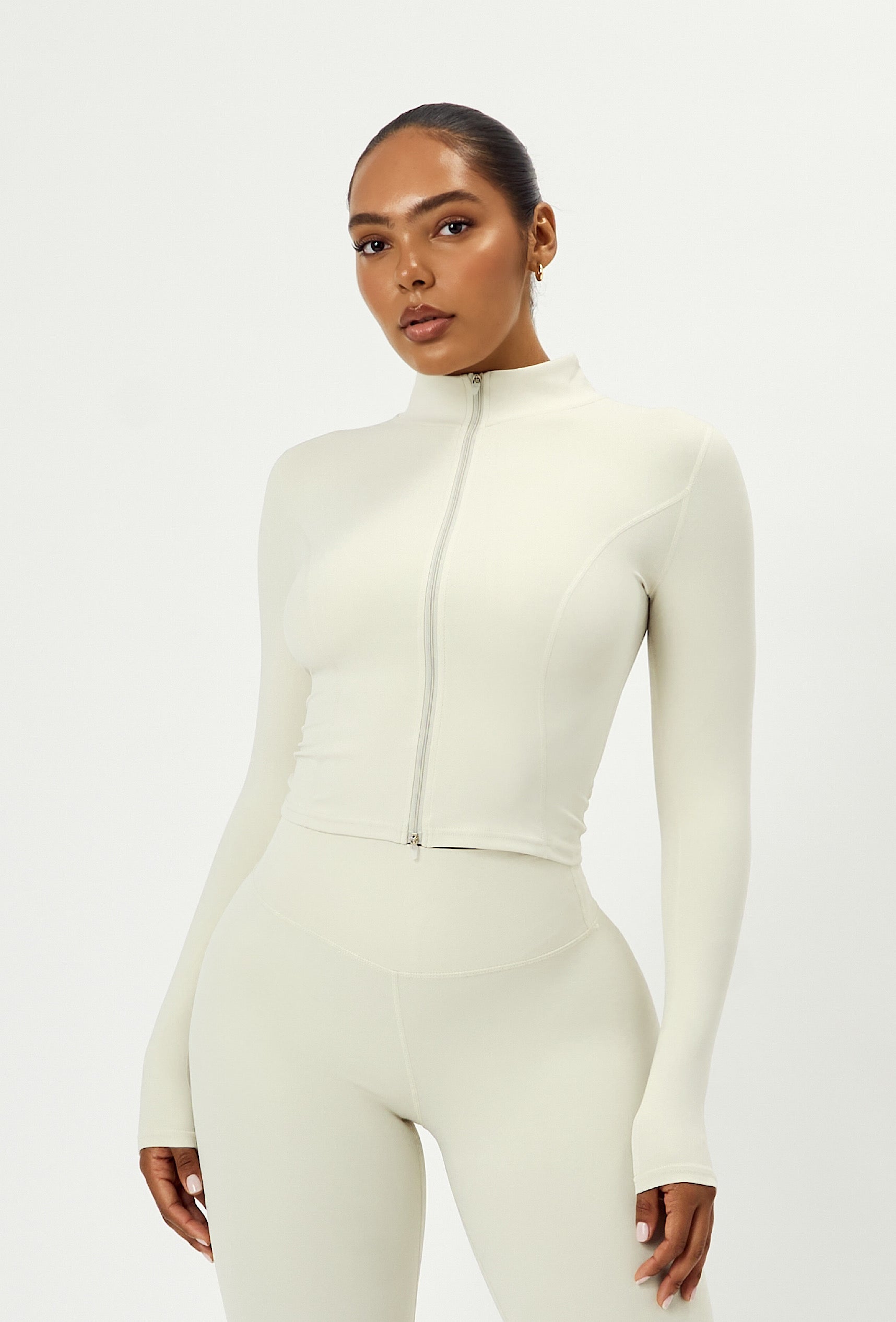 Sculpt Zip Long Sleeve - Vanilla