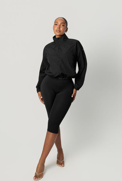 Frame Cropped Windbreaker - Black