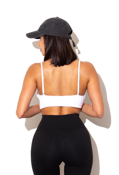 Minimal Ribbed Bralette - White