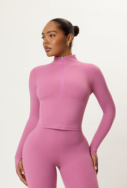 Contour Half Zip Crop - Pink Cloud