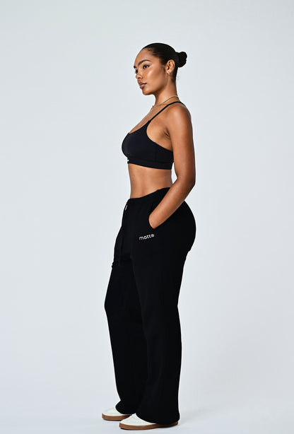 Wide Leg Terry Sweat - Black