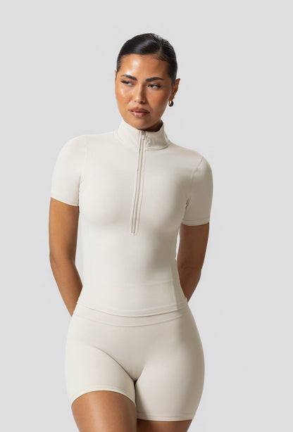 Contour Half Zip Short Sleeve - Iced Vanilla