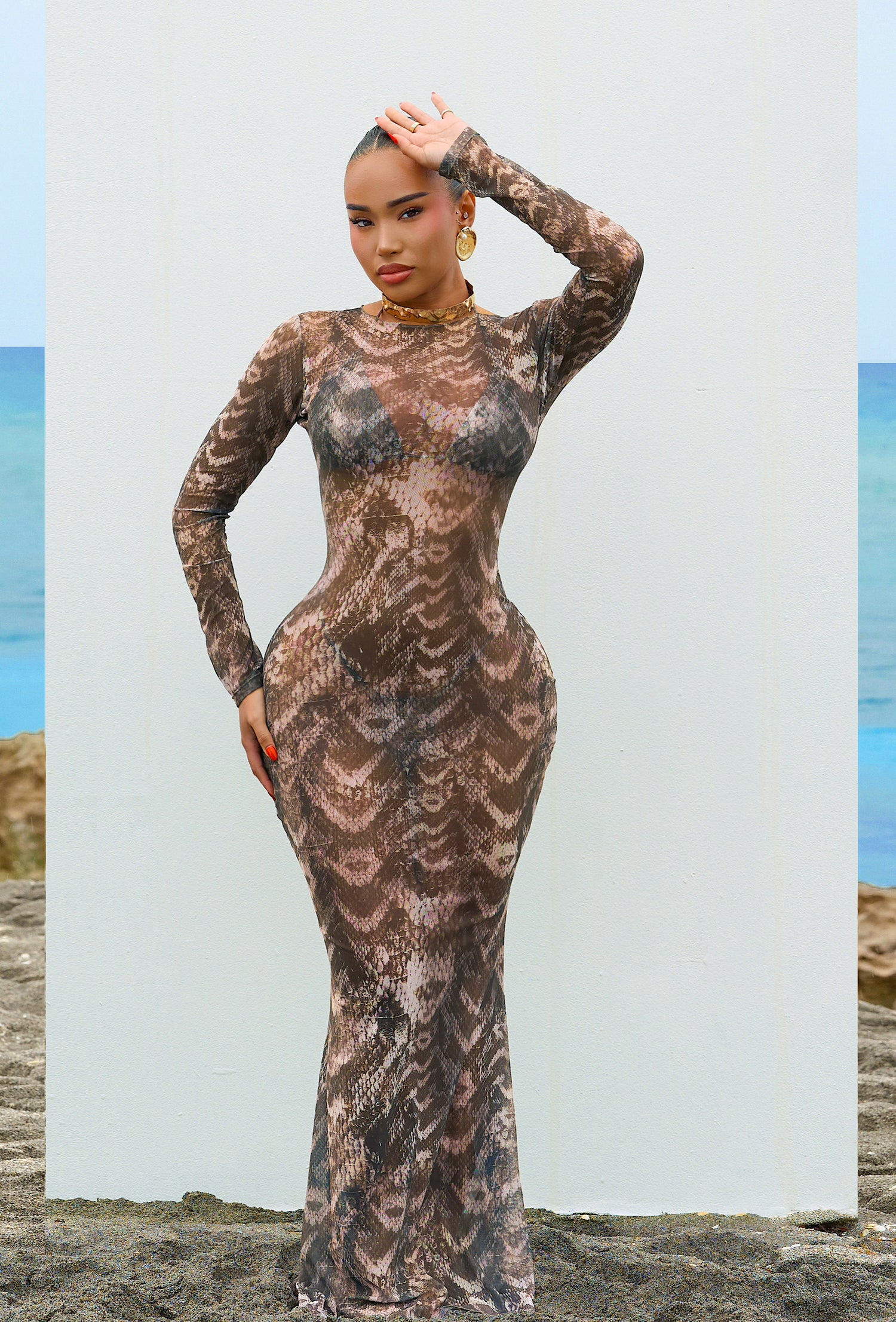 Linus Cover Up Dress - Cocoa Snake