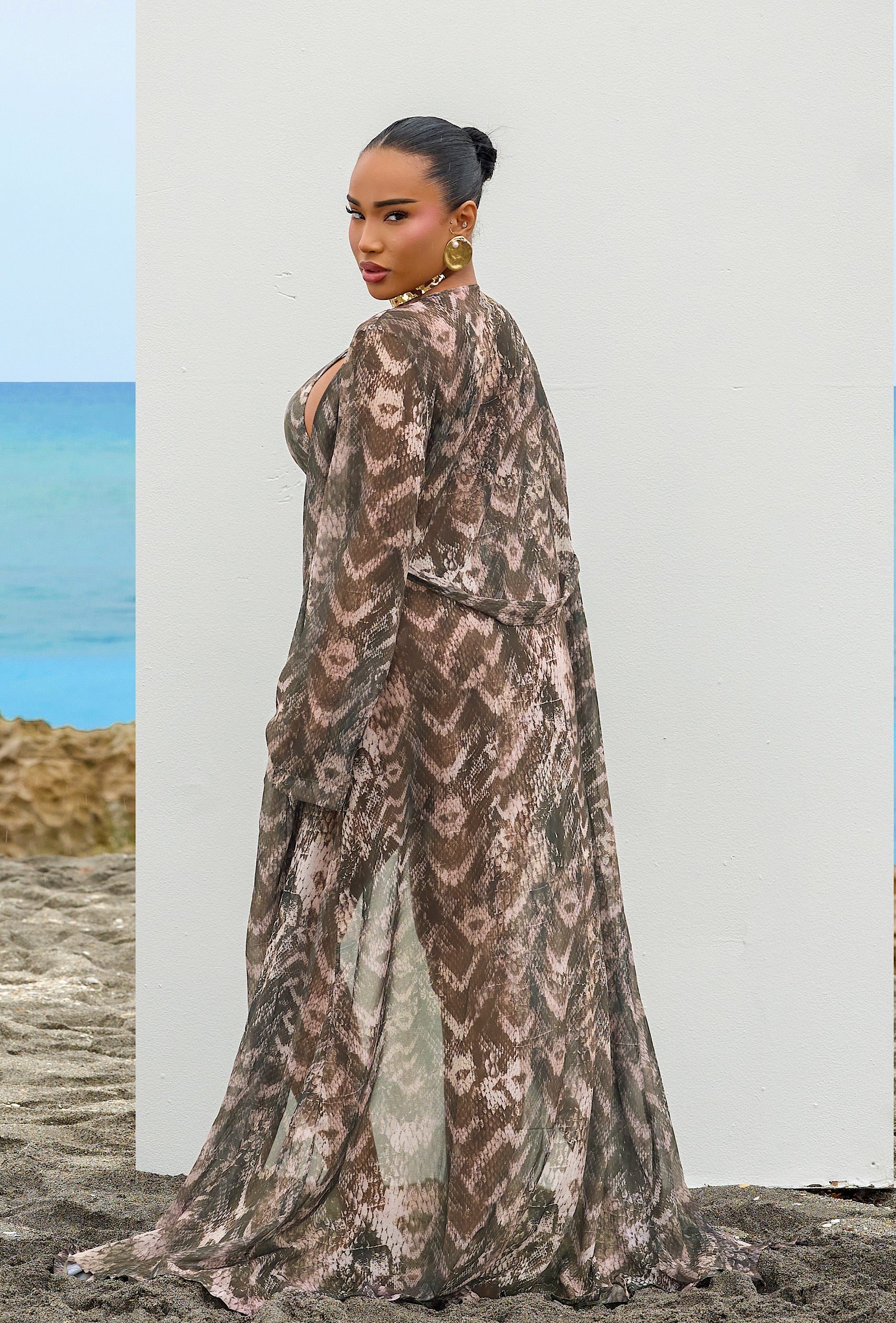 Achilles Sheer Cover Up - Cocoa Snake