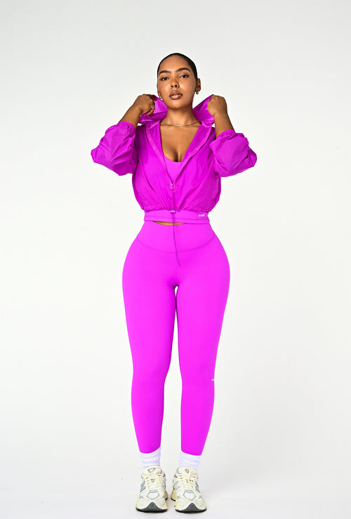 Sheer Form Cropped Pullover Windbreaker - Dragonfruit