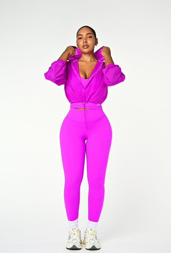 Sheer Form Cropped Pullover Windbreaker - Dragonfruit