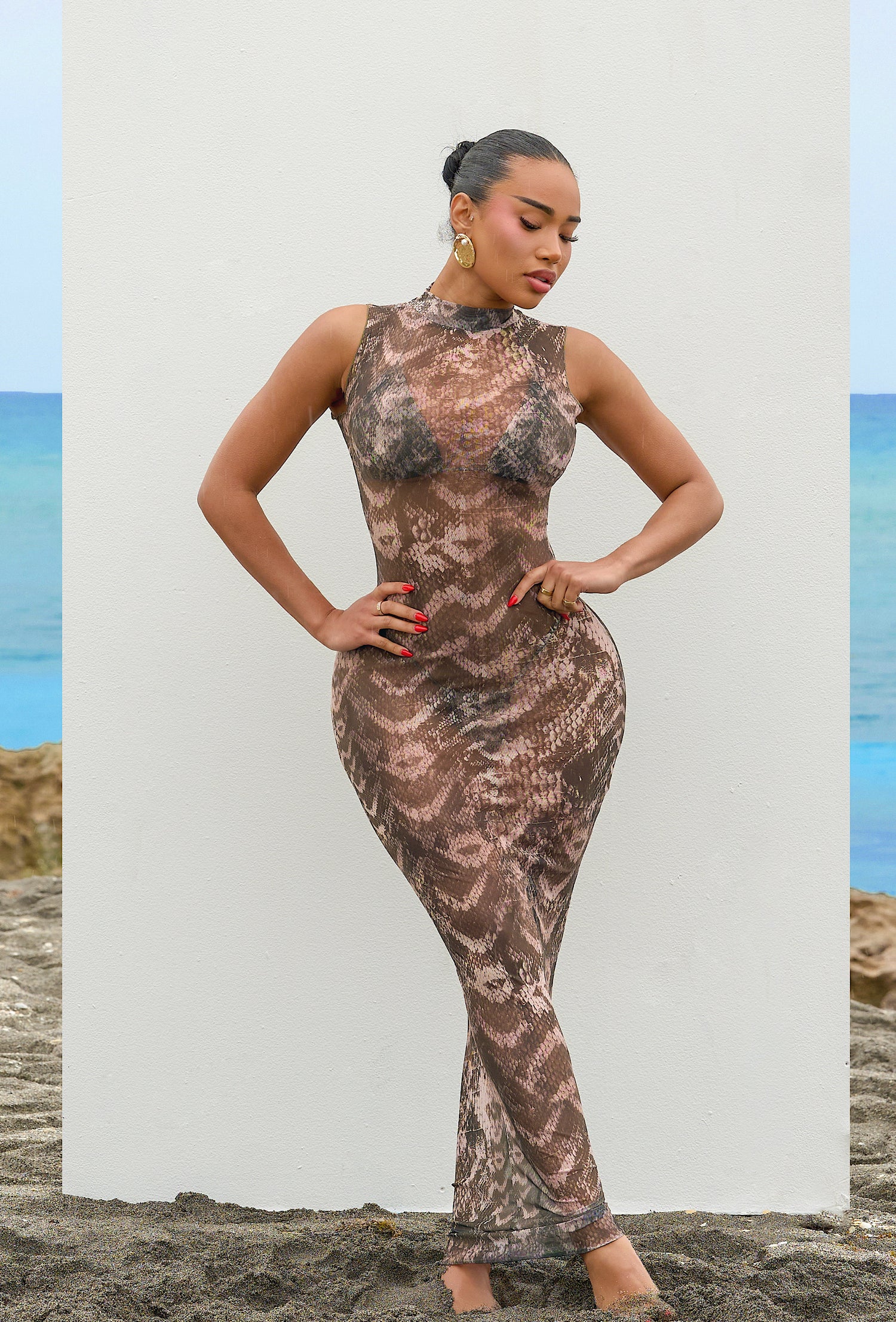 Kapri Cover Up Dress - Cocoa Snake
