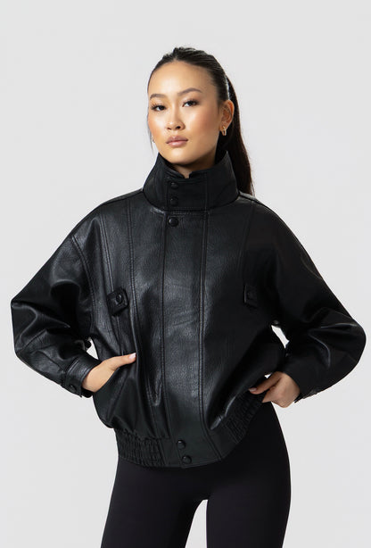 Frame Oversized Bomber Jacket - Black
