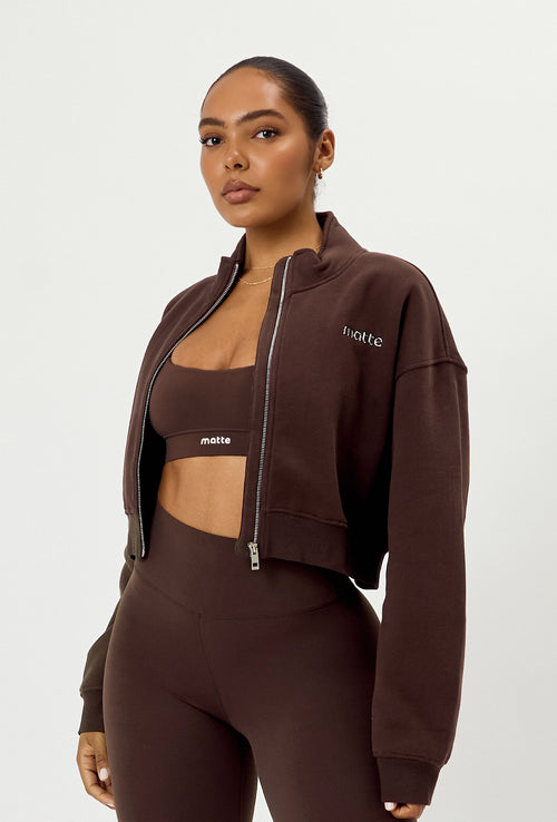 Matte Varsity Jacket - Espresso