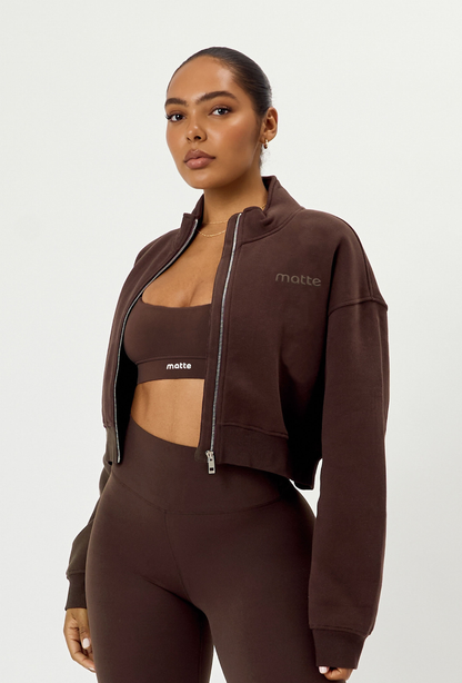 Matte Varsity Jacket - Espresso