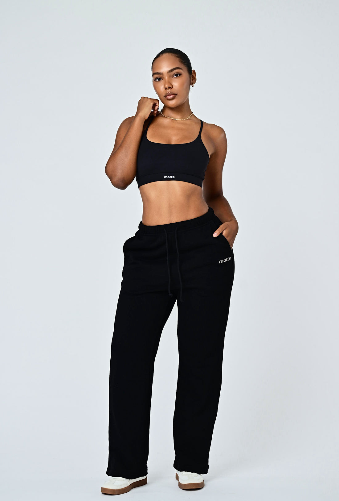 Wide Leg Terry Sweat - Black