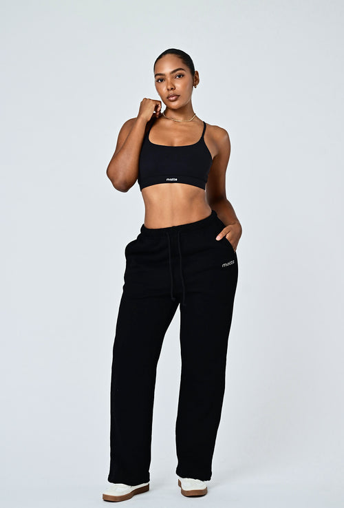 Wide Leg Terry Sweat - Black