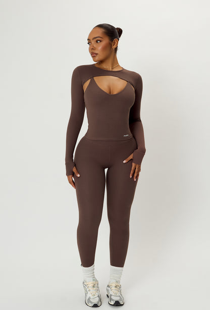 Form Long Sleeve Crop Top - Cocoa