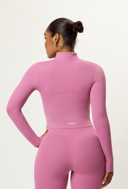 Contour Half Zip Crop - Pink Cloud