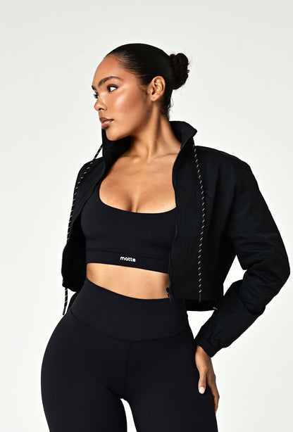 Tempo Cropped Windbreaker - Black