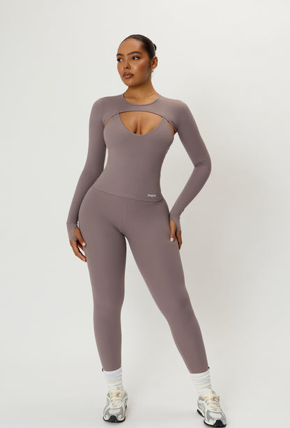 Form Long Sleeve Crop Top - Taupe