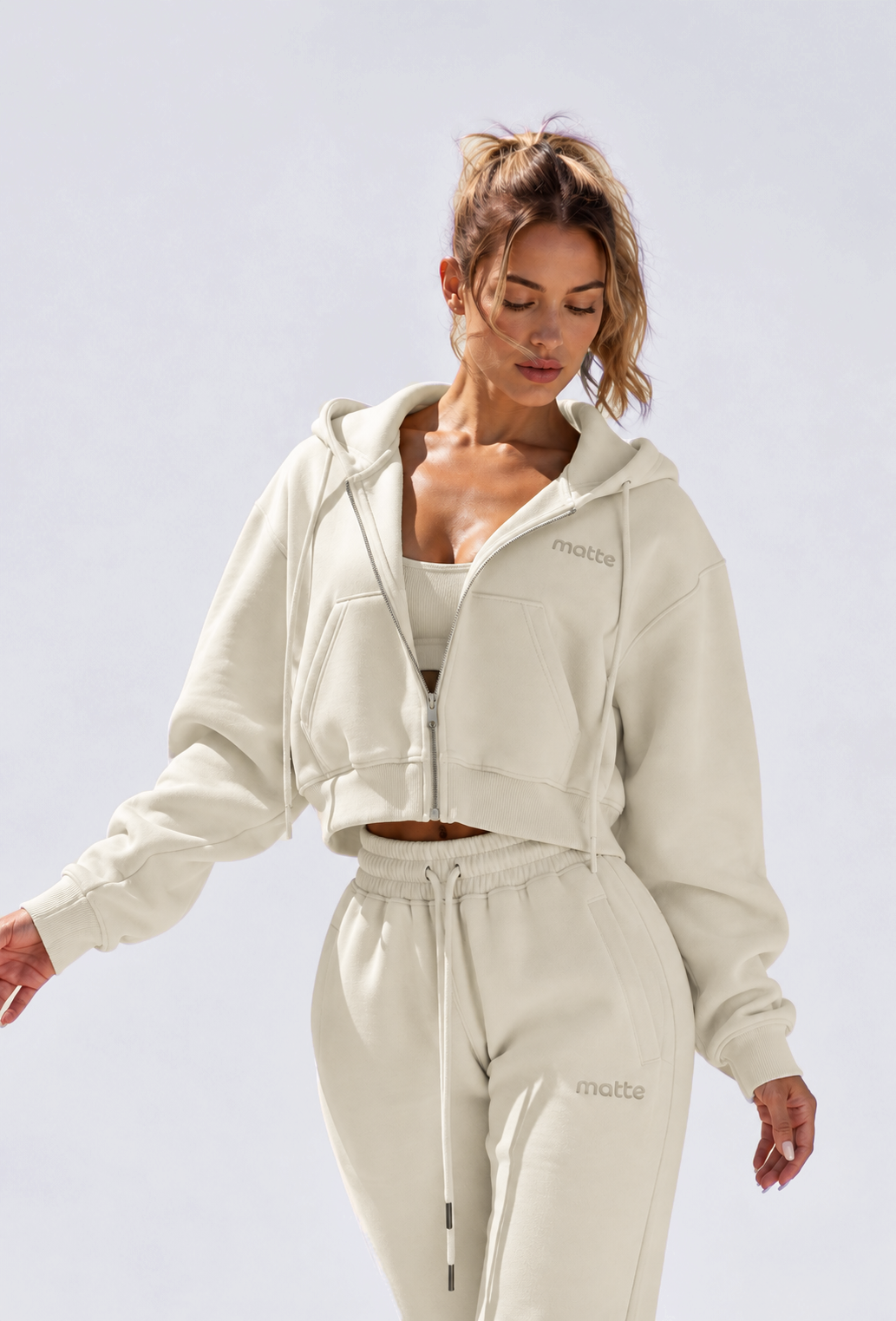 Staple Cropped Hoodie - Vanilla
