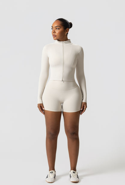 Sculpt Zip Long Sleeve - Iced Vanilla