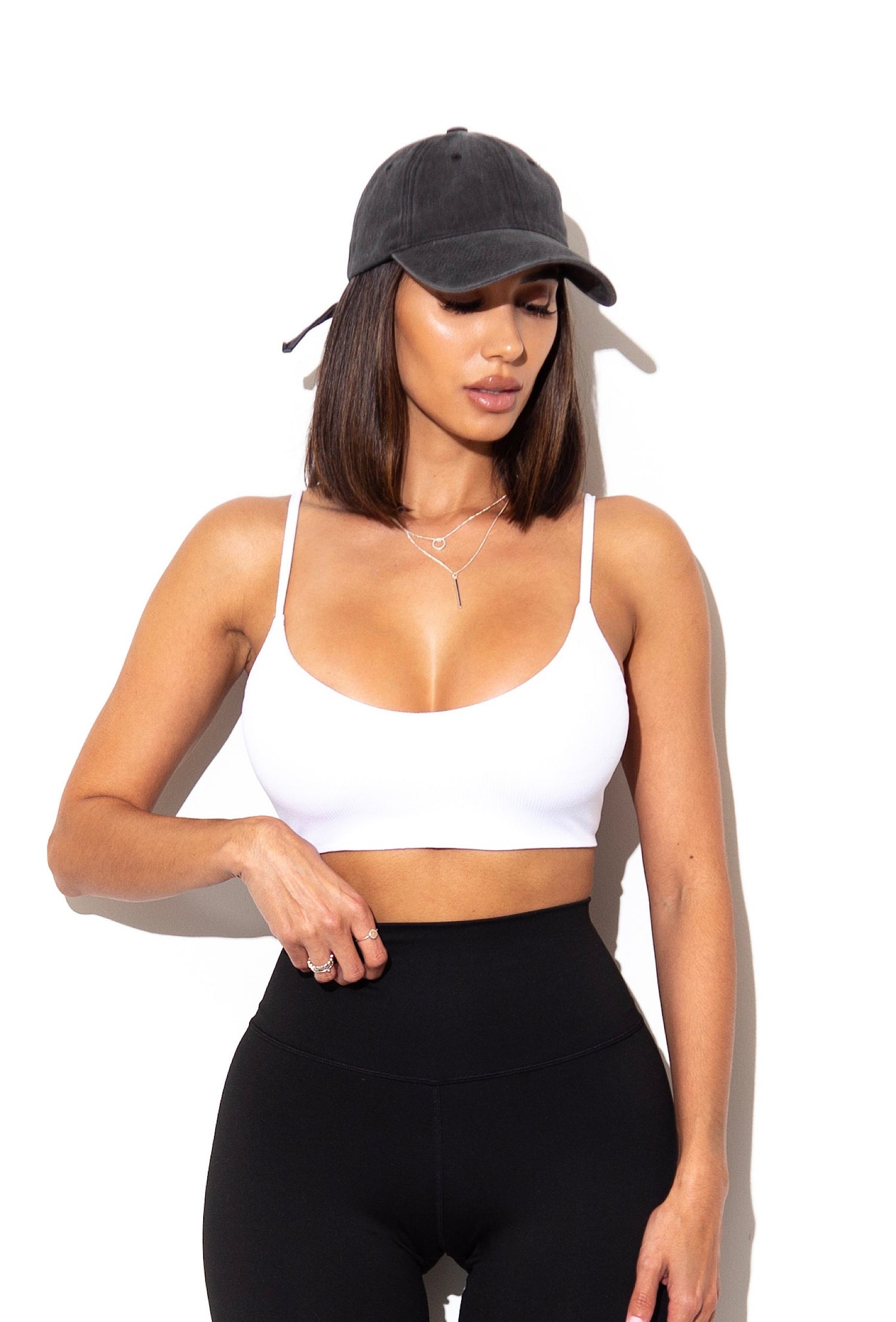 Minimal Ribbed Bralette - White