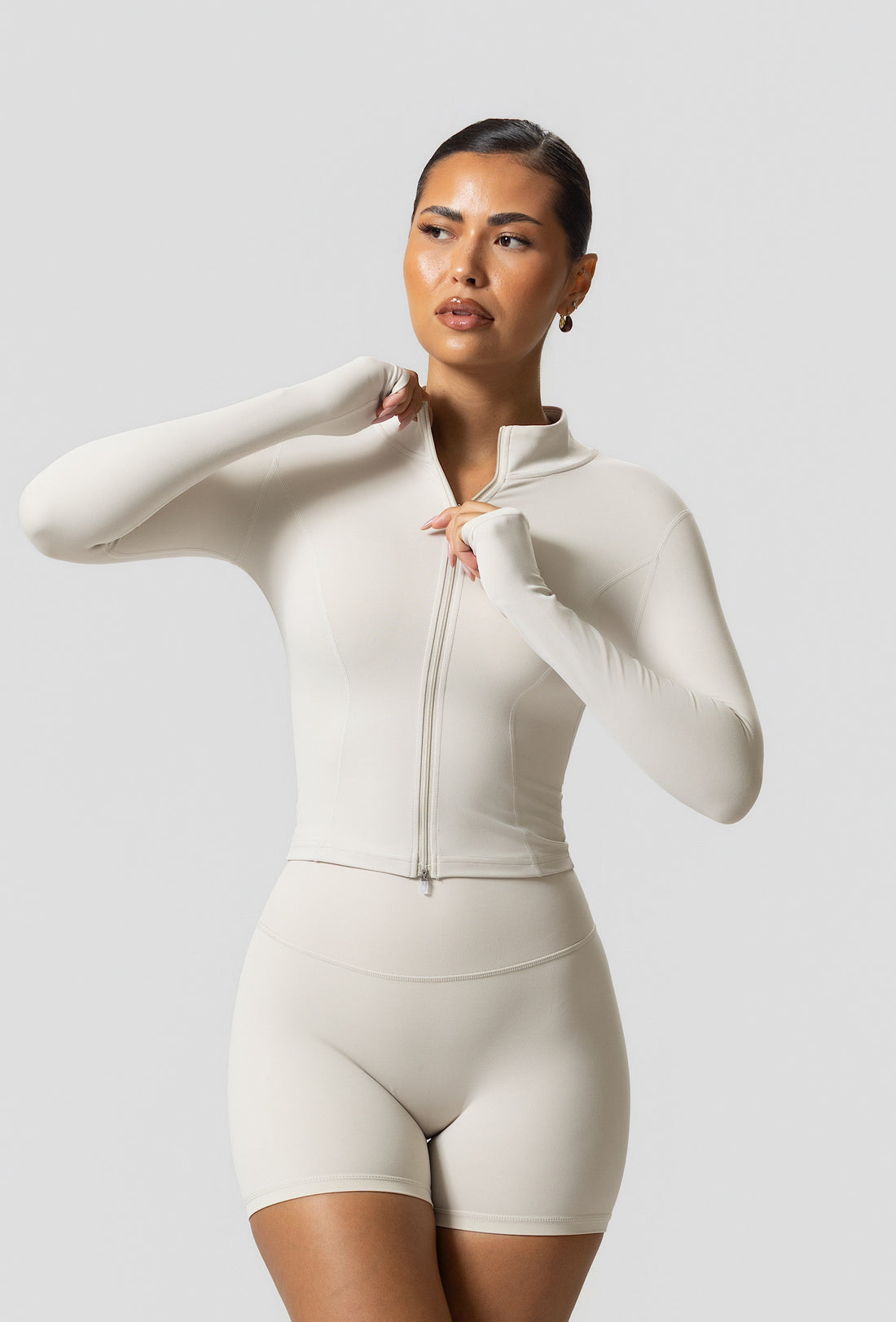 Sculpt Zip Long Sleeve - Iced Vanilla