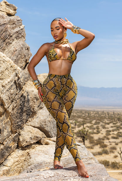 Niccolo 3 Piece Pants Set - Yellow Python