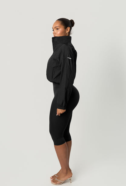 Frame Cropped Windbreaker - Black