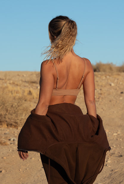 Minimal Ribbed Bralette - Caramel