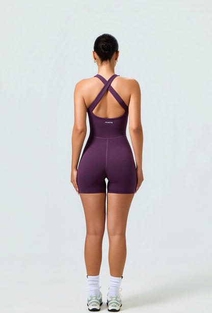 Form Biker Short Jumpsuit - Plum