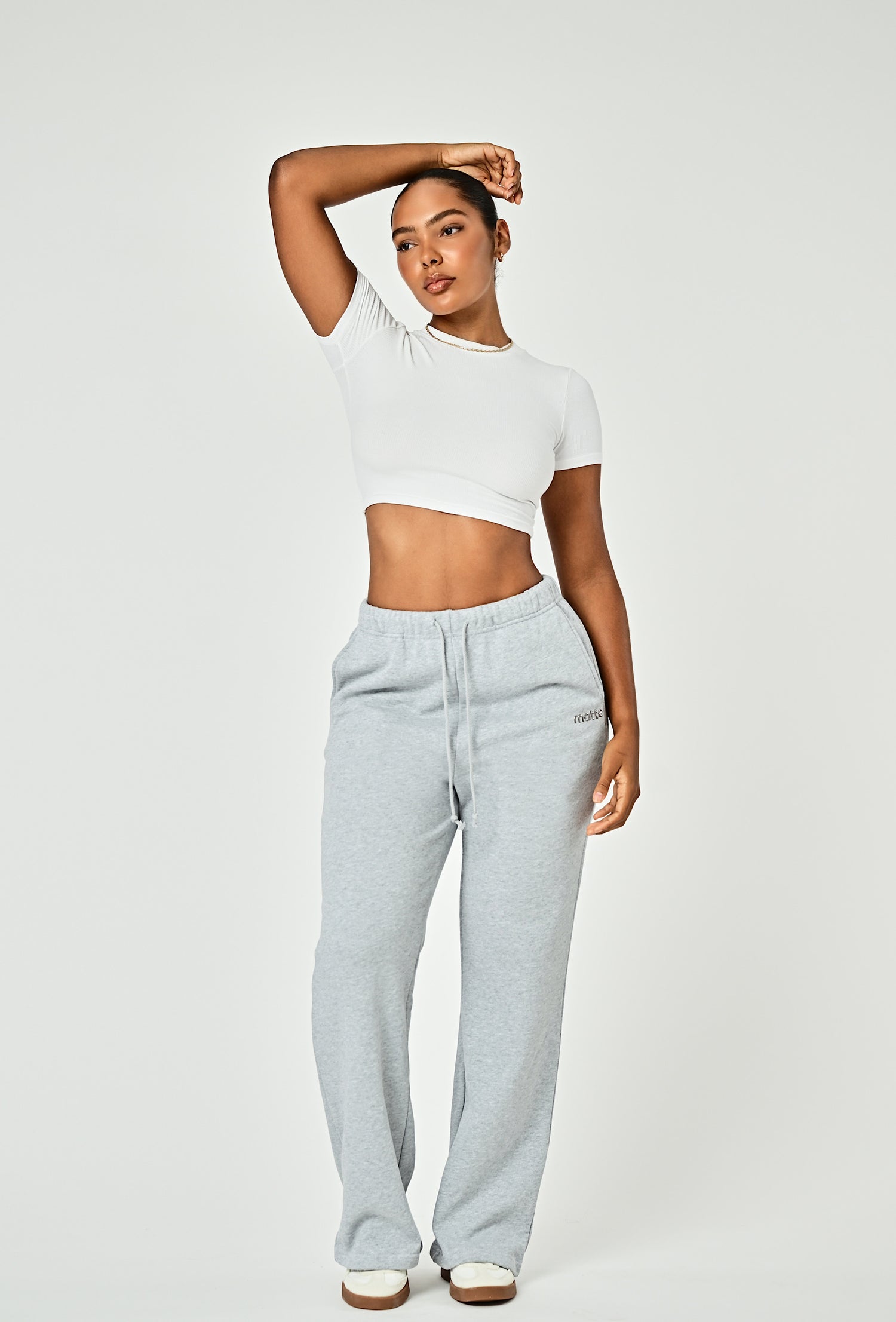 Wide Leg Terry Sweat - Heather Gray