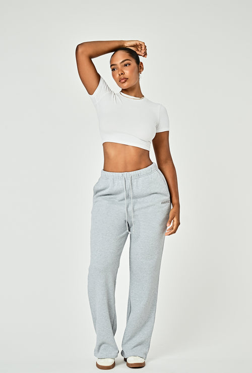 Wide Leg Terry Sweat - Heather Gray
