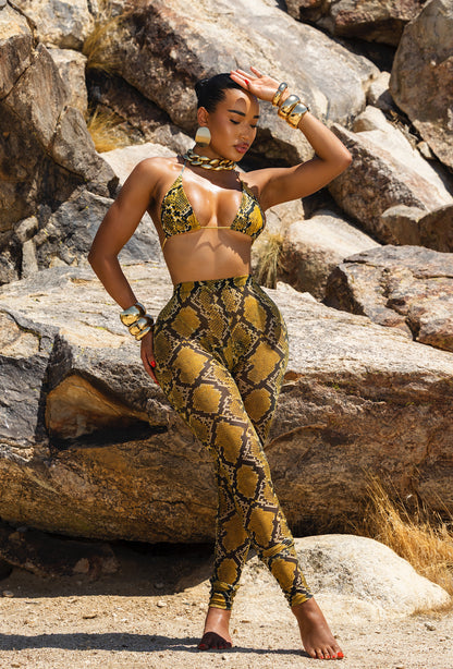 Niccolo 3 Piece Pants Set - Yellow Python