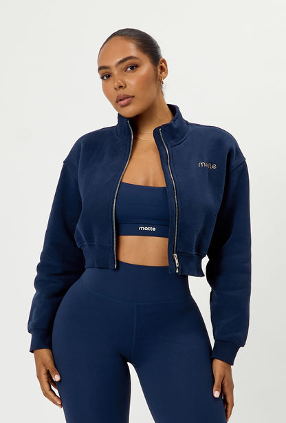Matte Varsity Jacket - Navy