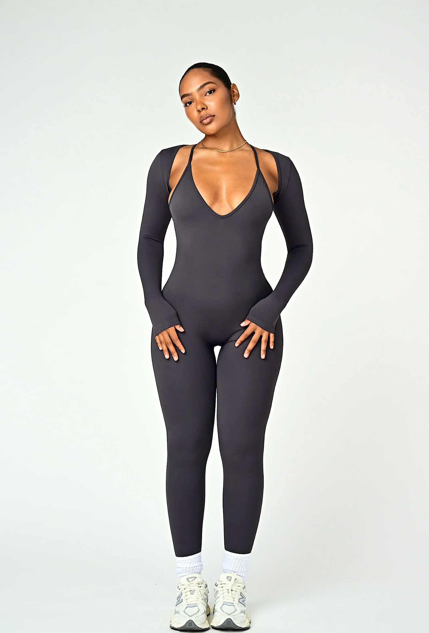 Align Long Sleeve Crop Top - Slate Gray