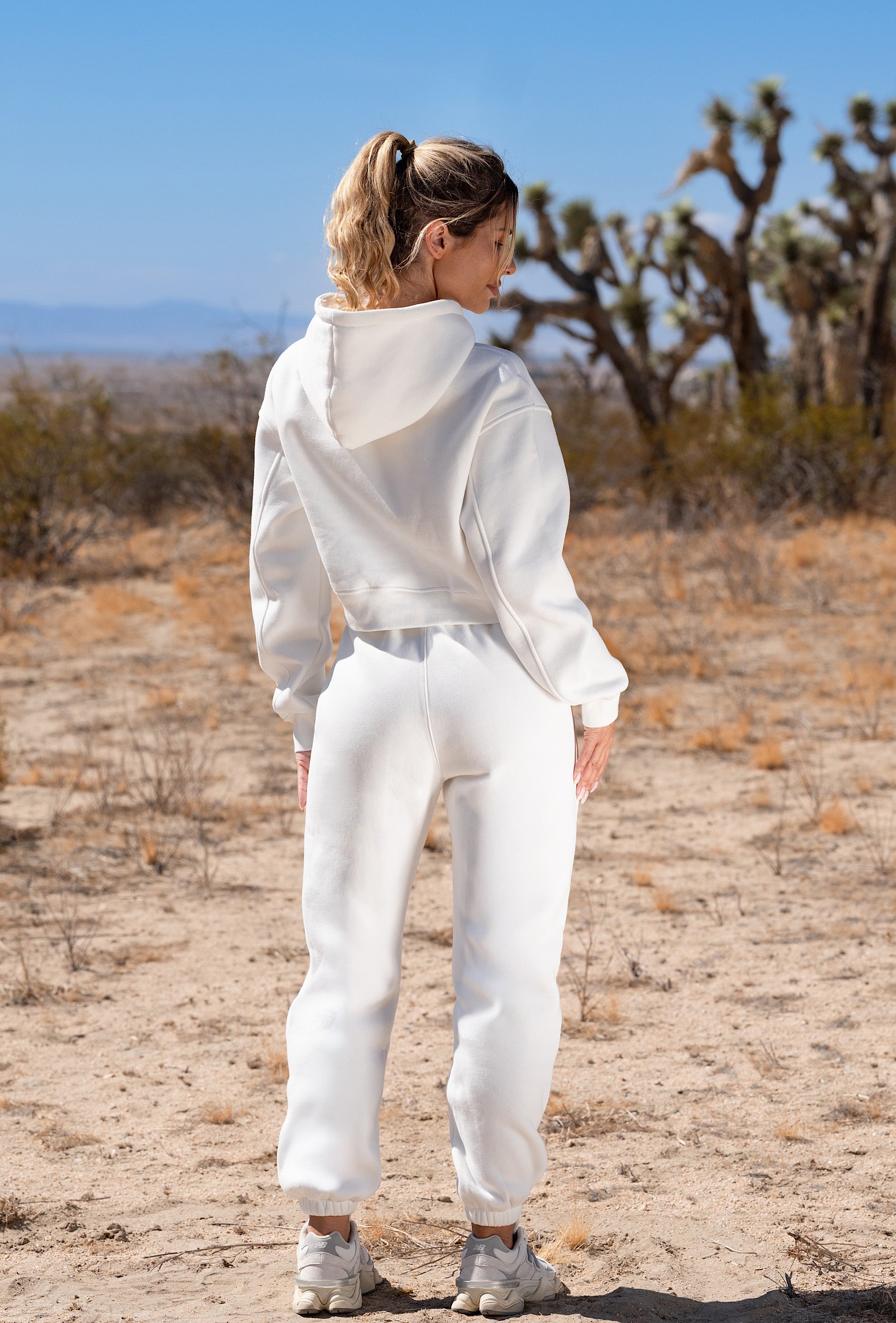 Staple Cropped Pullover Hoodie - Creme