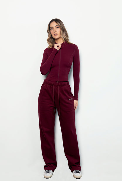 Staple Wide Leg - Burgundy