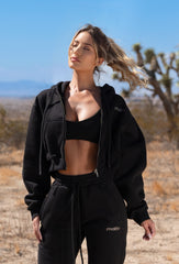 Staple Cropped Hoodie - Black