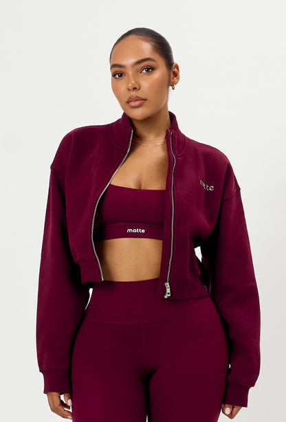 Matte Varsity Jacket -Burgundy