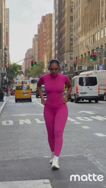 Contour Mock Neck - Pink Berry