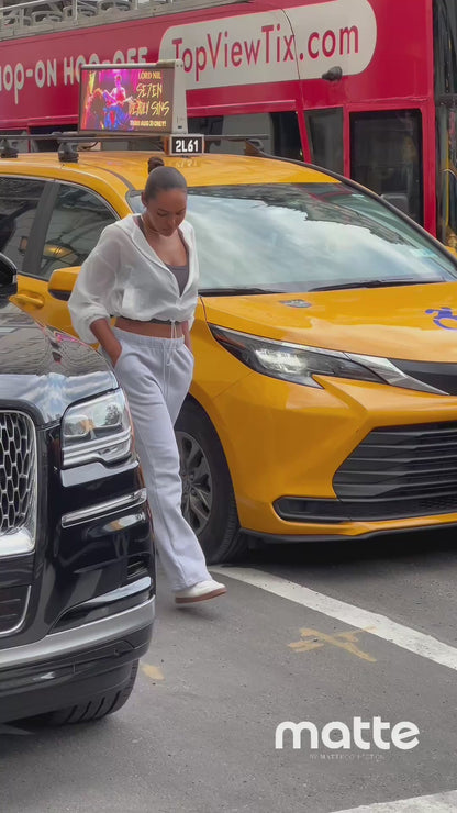 Wide Leg Terry Sweat - Heather Gray