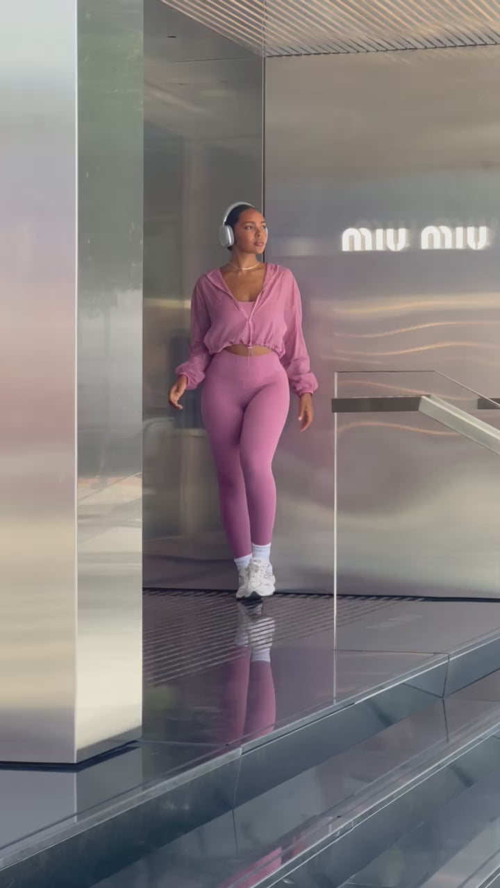 Sheer Form Cropped Pullover Windbreaker - Pink Cloud