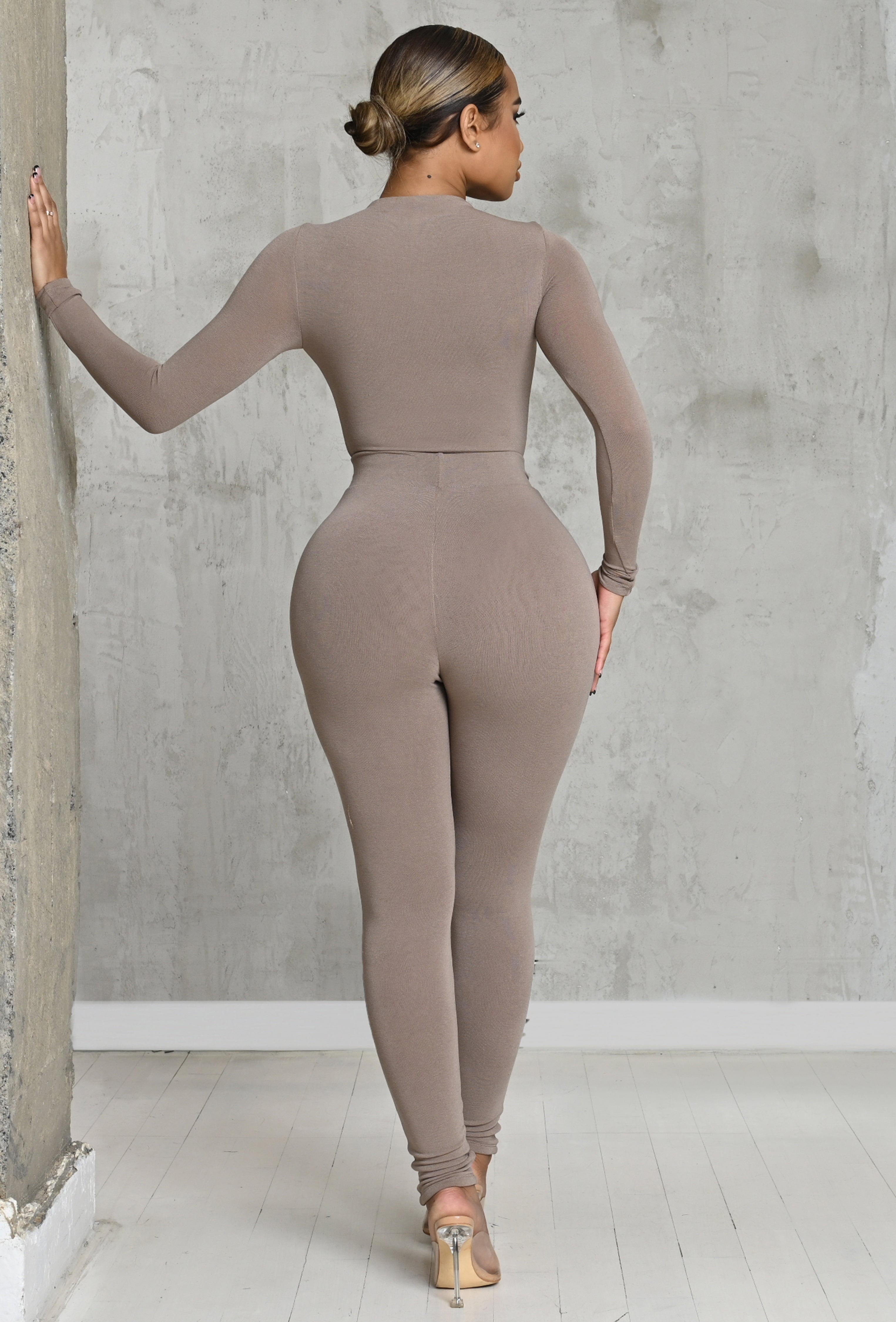 Charcoal Matte Sculpt Short Sleeve Jumpsuit